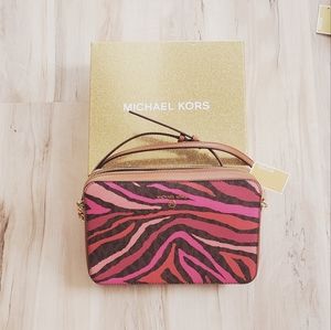Michael Kors Maple Zebra Crossbody Bag  - Pink Animal Print